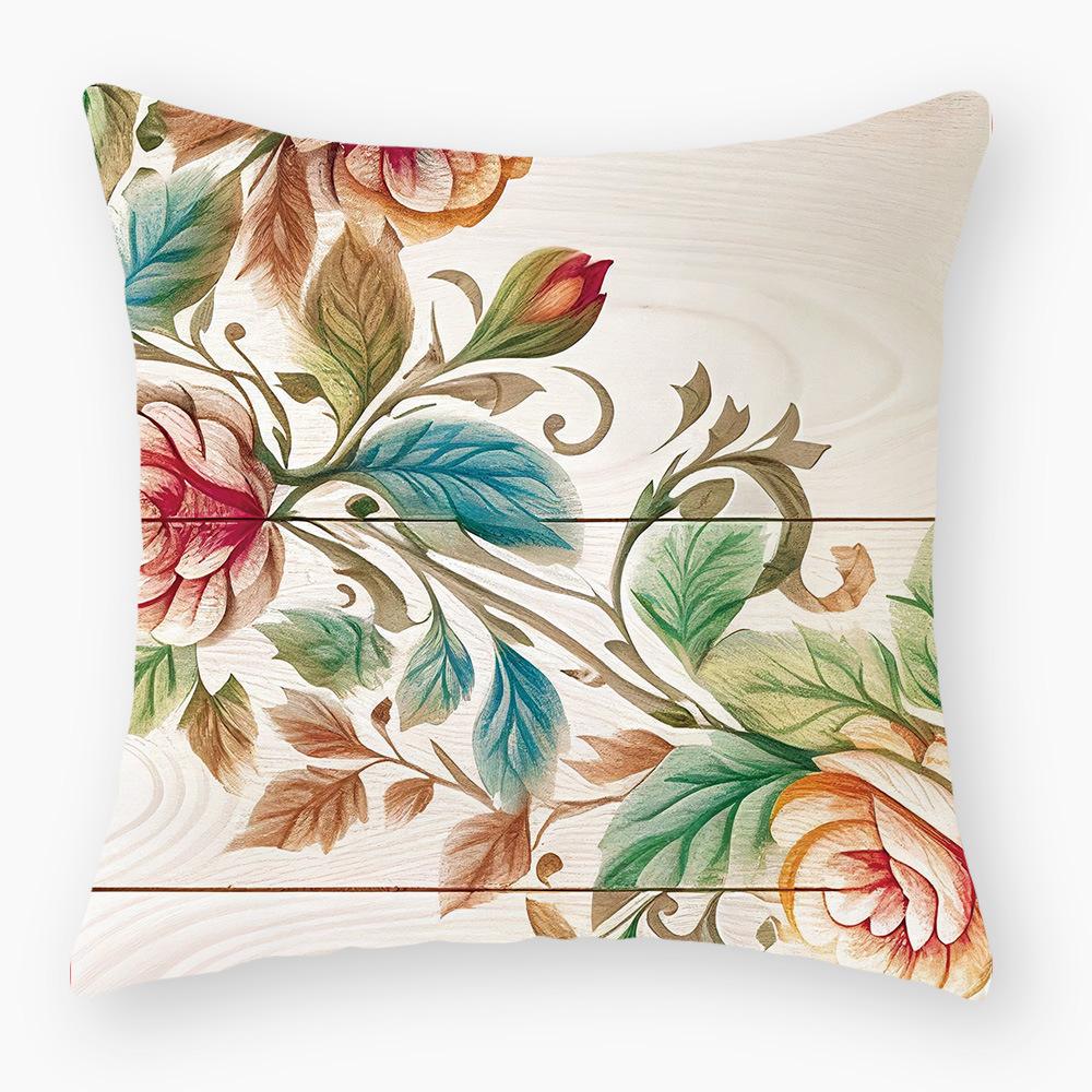New Flower Pillowcase Super Soft Printed Sofa Pillowcase Bedside Office Waist Cover