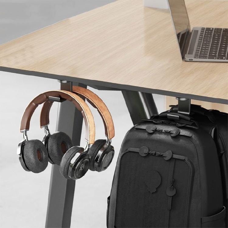 Double Headphone Stand Hanger Under Desk Mount Headphones Holder Rack Space-saving Double Hook Cable Organiser Bracket