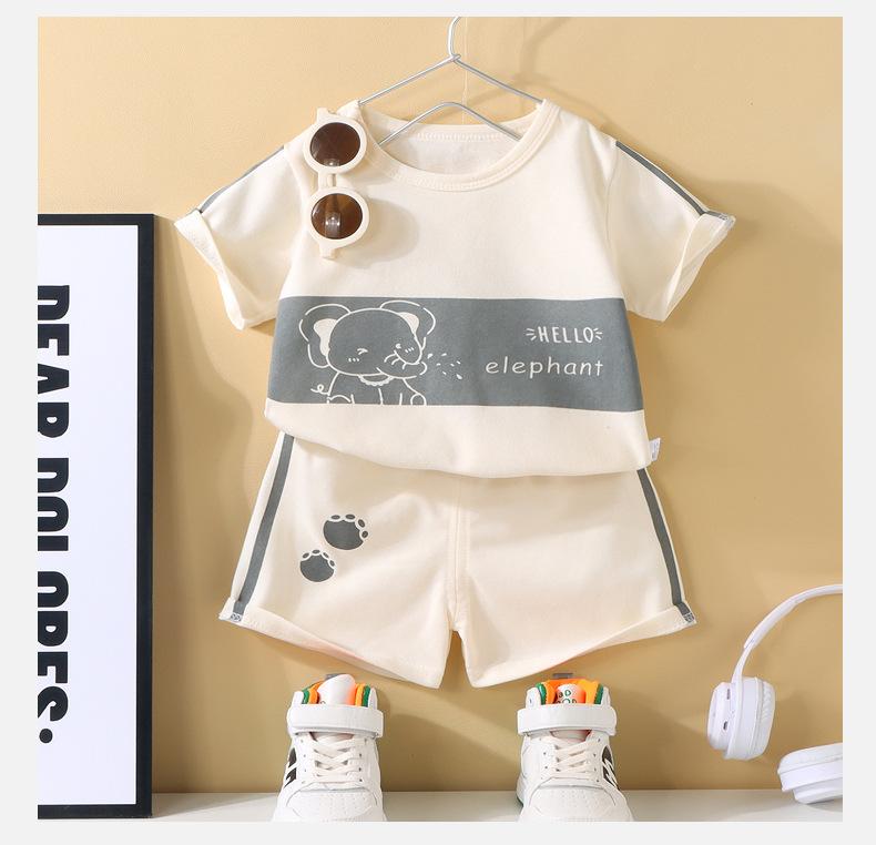Children's Short Sleeved Set, Thin Boys's and Girls's T-shirts, Shorts, Summer Children's Clothing