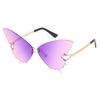 Butterfly Shape Diamond Inlaid Frameless Sunglasses, Fashionable and Exaggerated Sunglasses Round Face and Big Face