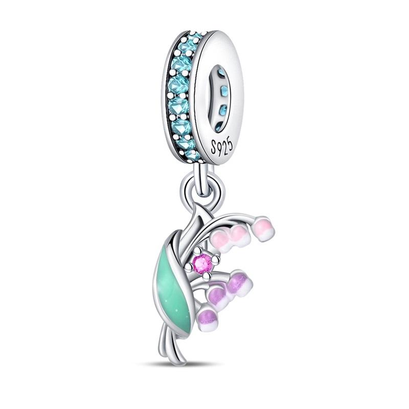 Fashion Spring Lucky Four Leaf Clover Series Copper Charms Beads Fit Original Bracelet Diy Jewelry