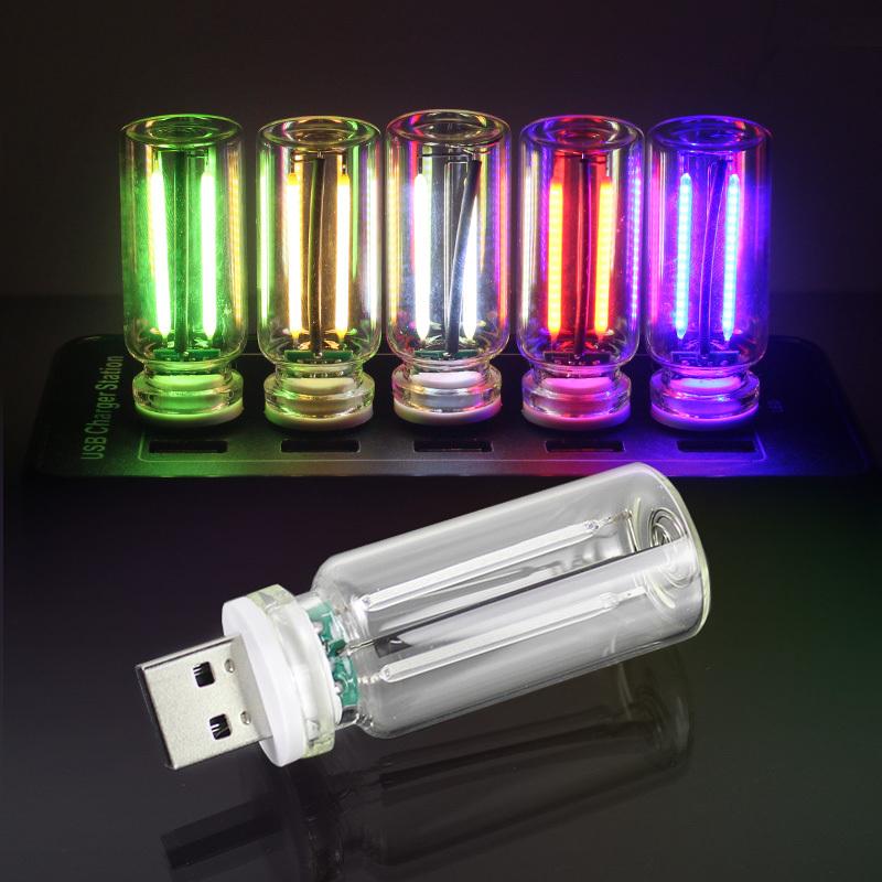 Car Atmosphere Light USB Night Light Touch Dimming LED Incandescent Filament Lamp Bulb Emergency Lighting Plug Play Ambient Lamp