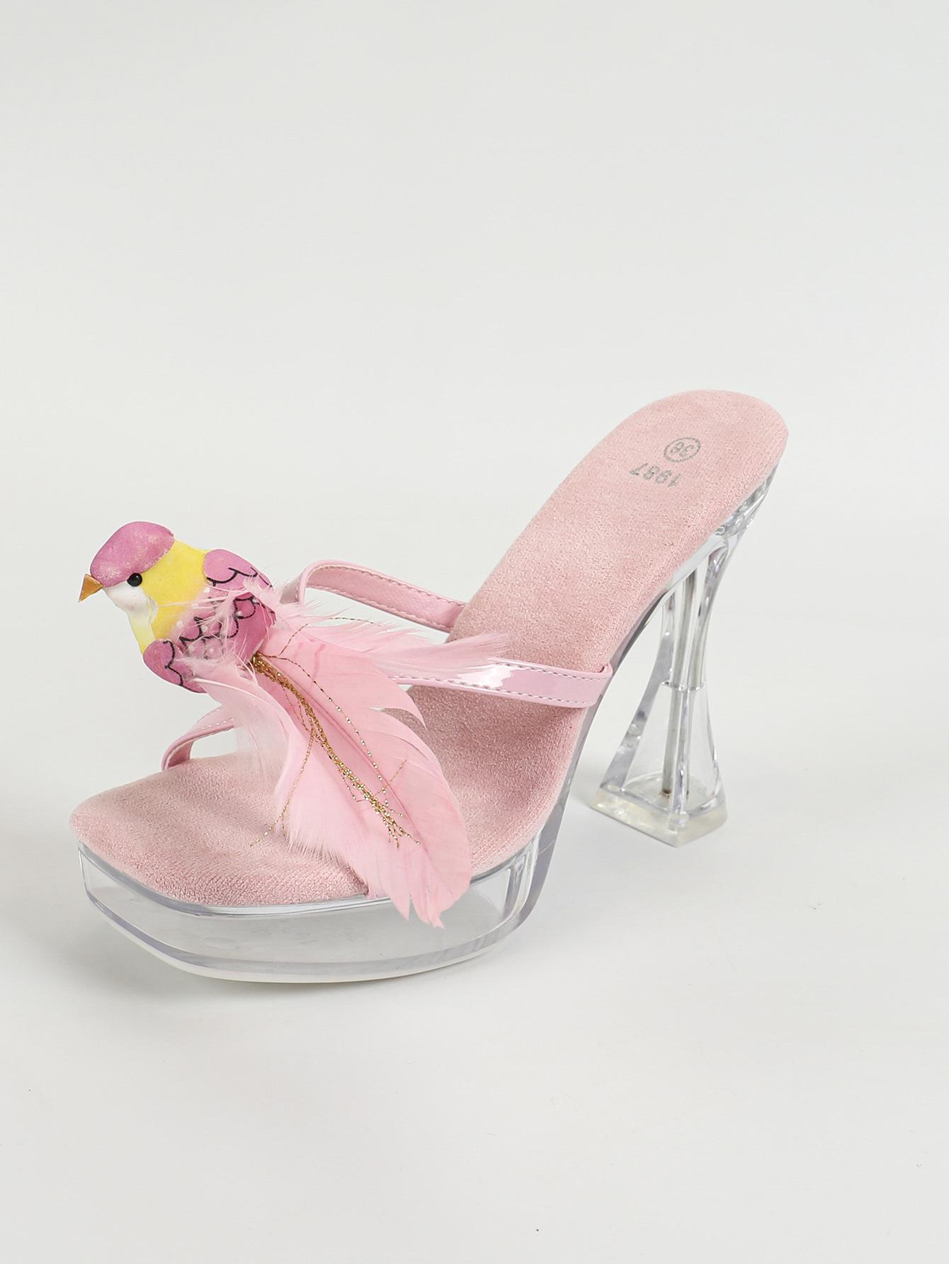 

Женская модель Bird Sexy Car, модная, прозрачная, для ночного клуба, толстый каблук, кристалл, квадратная головка, нескользящая, 12 см, LFD-1987-53 40 розовый