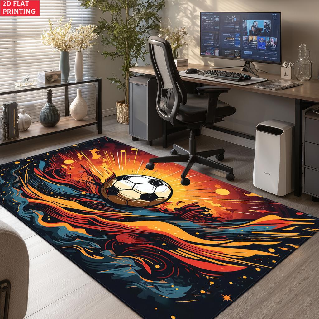Vintage Retro Soccer Large Room Carpet Non Slip Cartoon Kids Bedroom Living Room Floor Mat Home Decor Children's Play Carpet