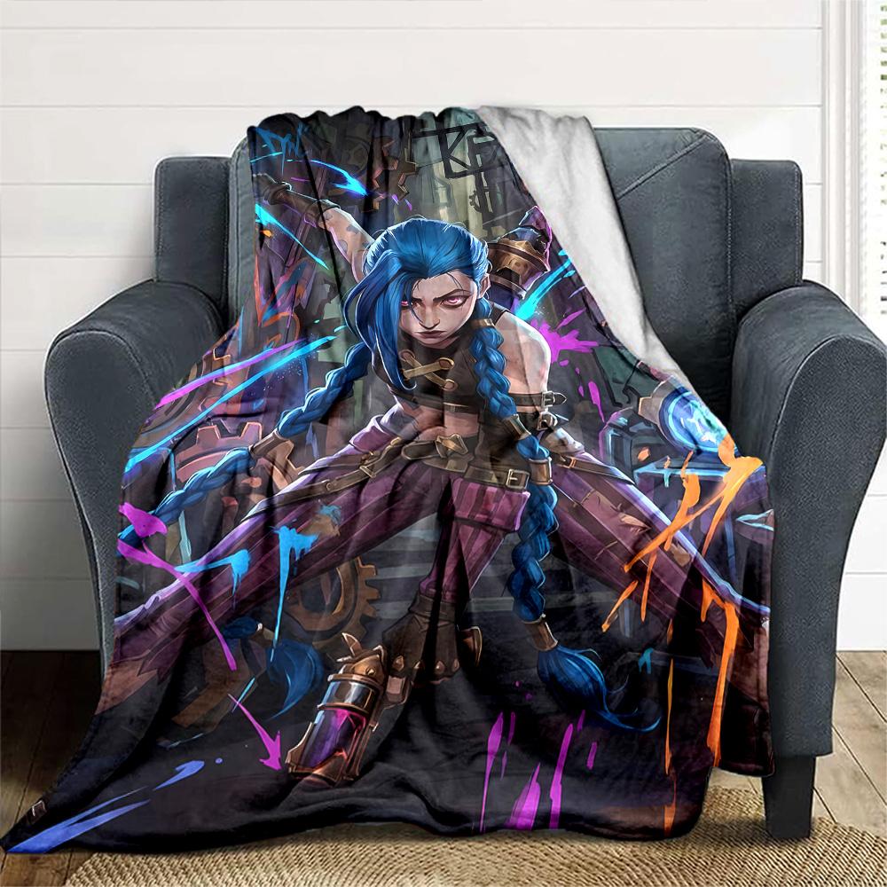 1pc Blanket - League of Legends Jinx Print Design,Lightweight Blanket for Sofa,Bed- Soft &Warm,Gift for All Seasons