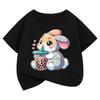Cute Rabbit Graphic Kids Tshirts Summer Short Sleeve Tees Cartoon Animal Boys Girls Clothes Kawaii Tops Y2K Children T-shirt