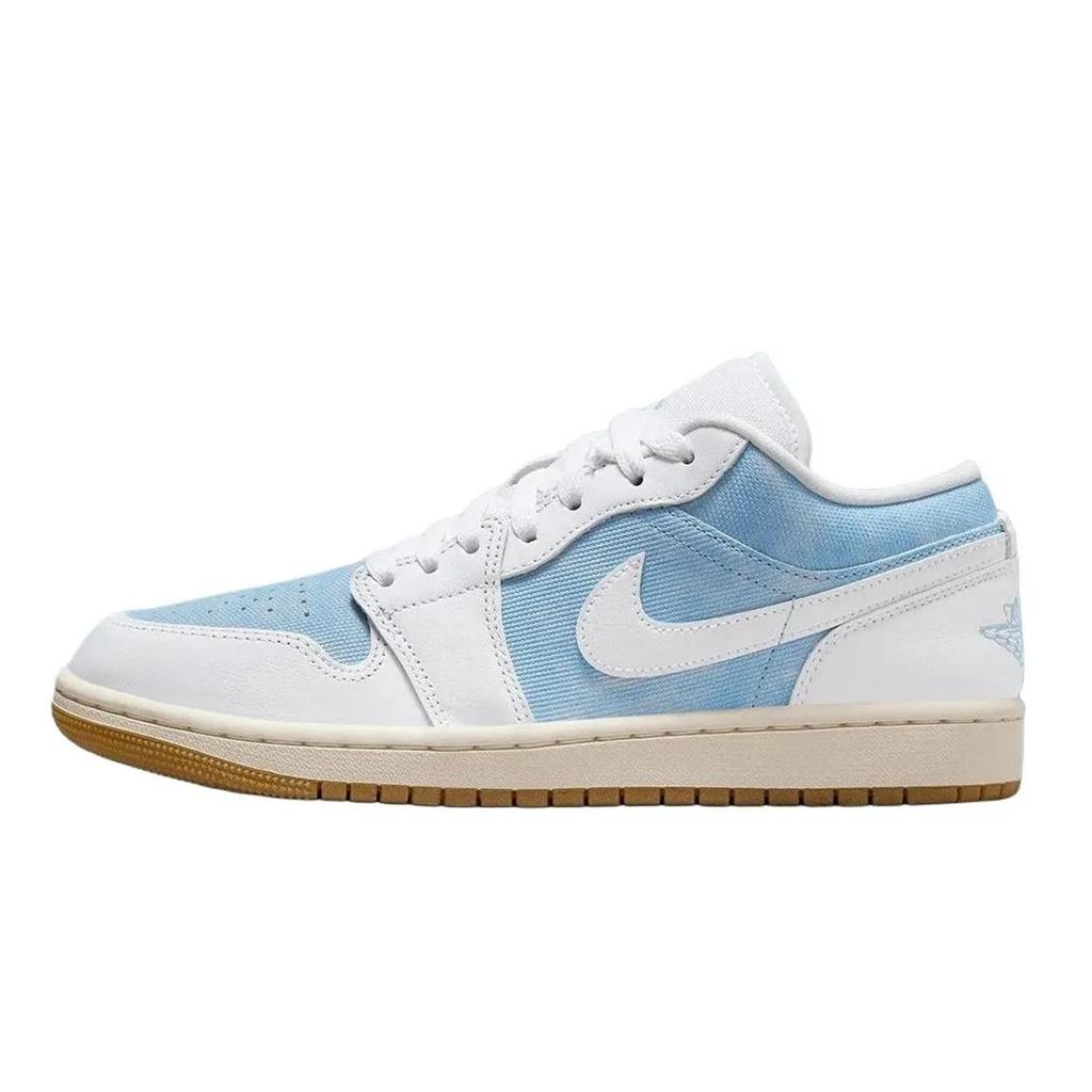 Jordan Air Jordan 1 ATHS Blue Printed Dyed Abrasion Resistant Low Top Vintage Basketball Shoes Women's White Blue HQ2004-400(TeamR-)