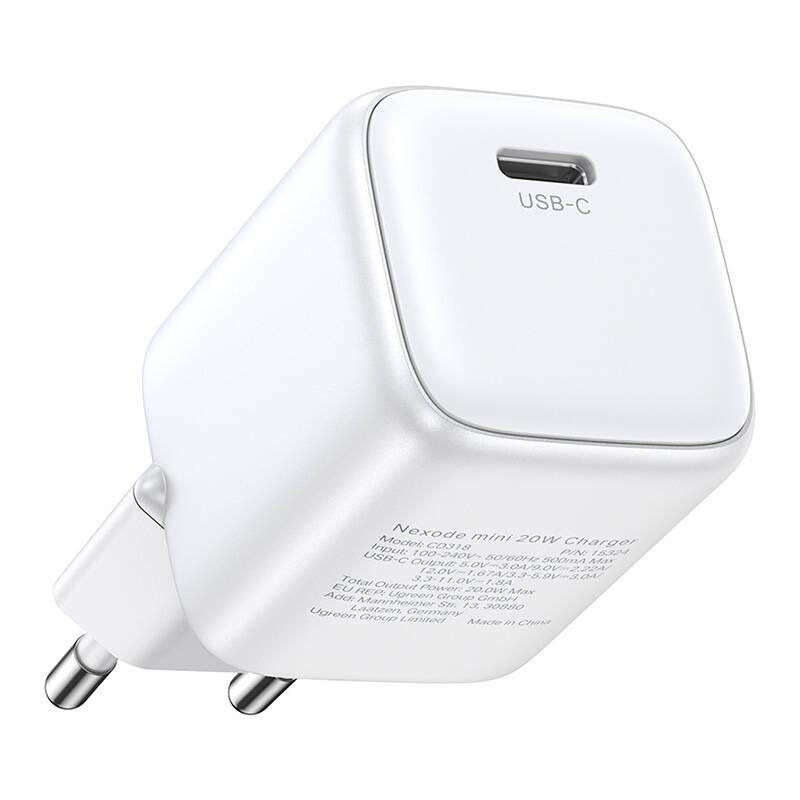 Ładowarka Sieciowa Ugreen 15324 Nexode Mini, Usb-C, Pd3.0, Qc4.0, Gan, 20W (Biały)