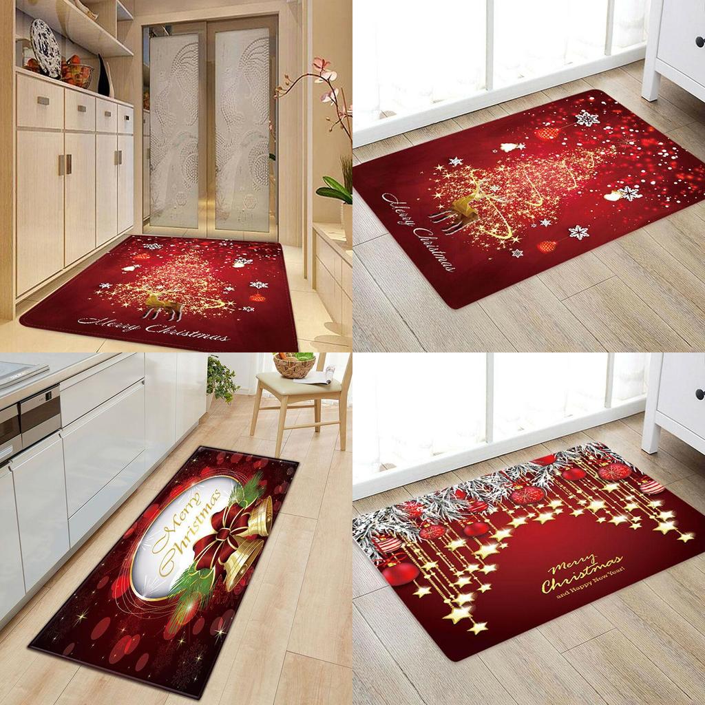 Festive Santa Door Floor Mat In Bright Colors For Holiday Kitchen Bedroom Decor