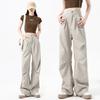 Autumn and winter velvet overalls women's new thermal pants high waist loose casual pants small wide leg straight pants