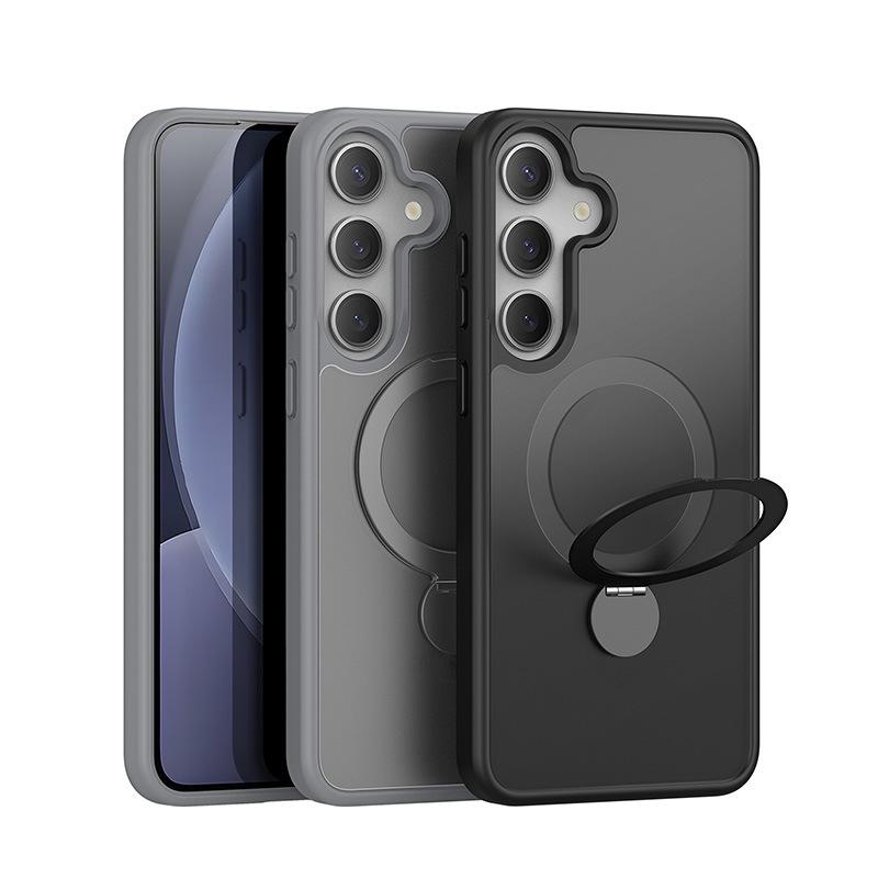 Suitable for Samsung S25Ultra Magnetic Phone Case  S25 Rotating Stand Matte Transparent Back Cover
