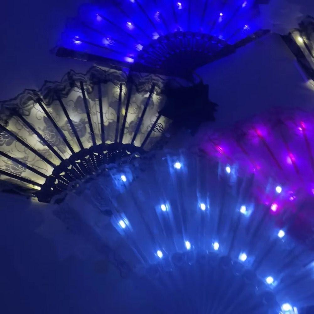 Colorful Glow Folding LED Fan Creative LED Luminous Fan Rose Fan Dancing Light Fan Christmas