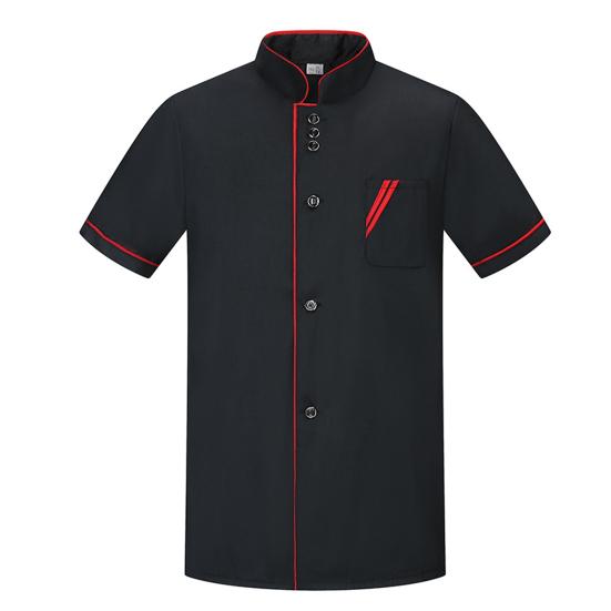 Chef Top Unisex Pocket Lightweight Comfortable Short Sleeve Stand Collar Catering Breathable Easy To Wash Chef Shirt for Work