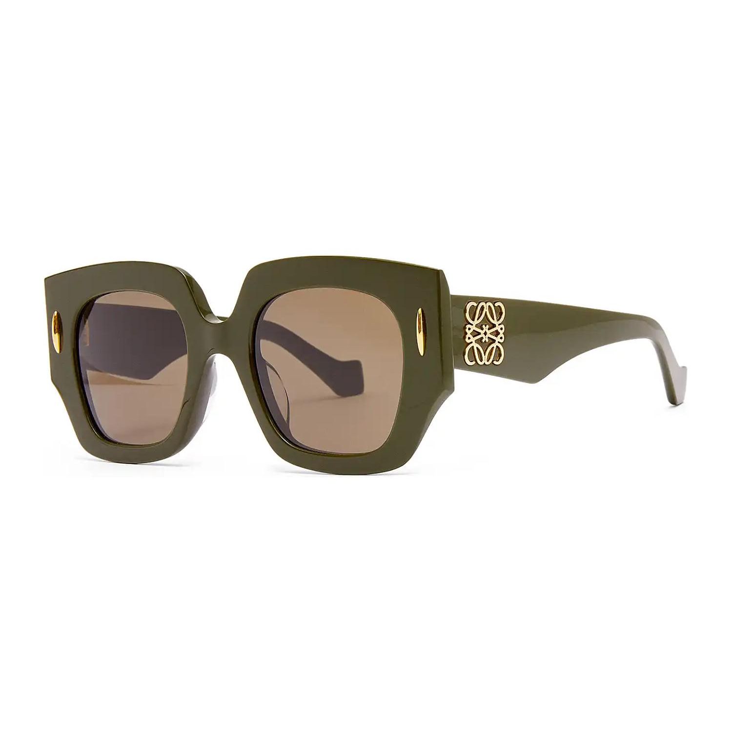 Loewe Logo Design Irregular Shape Sunglasses Women sunglasses Brown Green G736SUNX03-4561 Basic Packaging-Eyeglass Pouch or Eyeglass Case