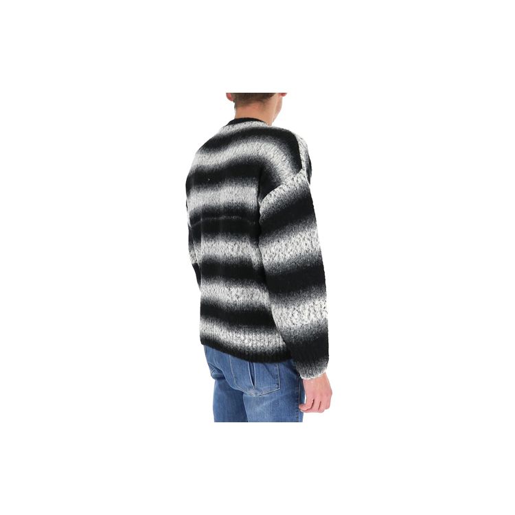 WE11DONE Knitted Striped Pullover Round Neck Long Sleeve Sweater Unisex Sweater Black WD-KT9-20-008-U-BLACK