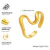 Stainless Steel Wavy Geometric Opening Ring for Women,Gold Plated Charm Rings,Trendy Jewelry Mother's Day Gifts
