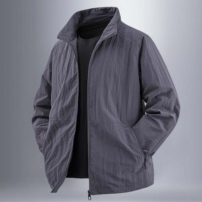 Men's Spring & Autumn Stand-Up Collar Lightweight Jacket, Loose Fit, Plus Size, Customizable Logo