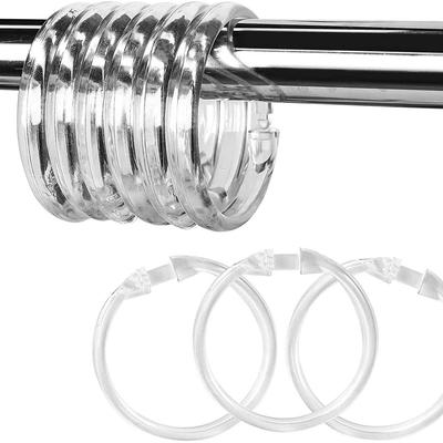 12 High-Quality Transparent O-Shape Shower Curtain Rings - Snap Closure, Slide On Rod
