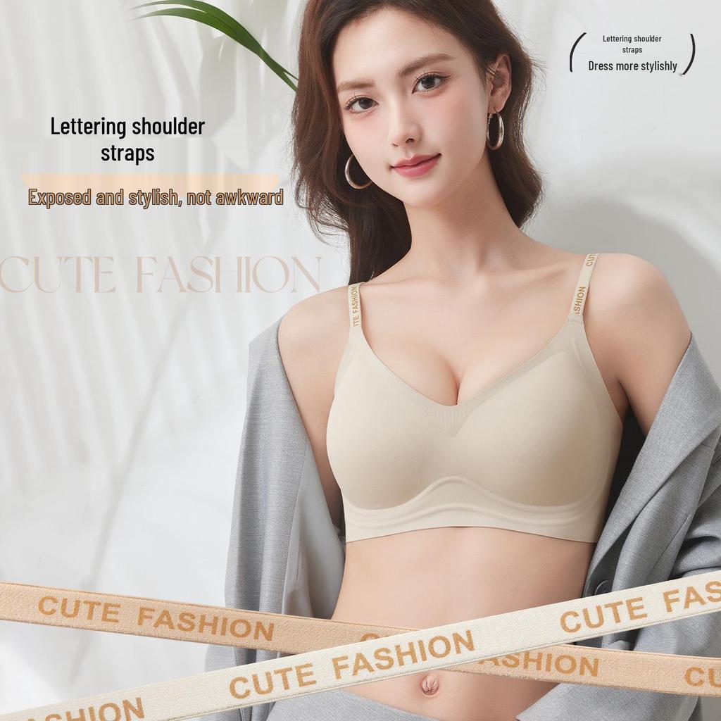 Women's Sports Bra - Seamless Jelly Soft Support, Anti-Sagging, with Back Letter Straps