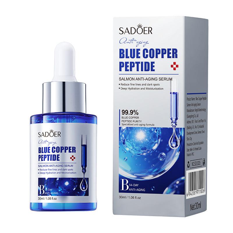 Blue Copper Peptide Salmon Facial Serum Hydrating Moisturizing Essence Peptide Skin Care Serum 30ml 30g