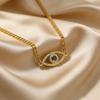 Evil Eyes Pendant Necklace for Women Shiny Zircon Lucky Blue Eye Charm Necklace Boho Luxury Jewelry Gift