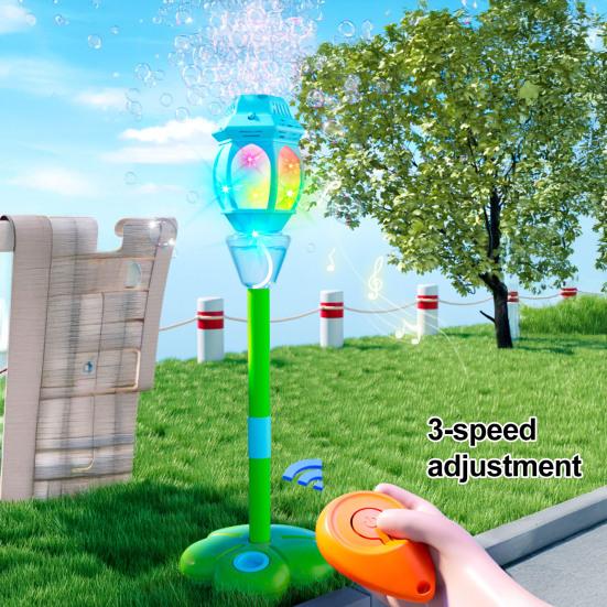Automatic Bubble Machine for Kids Bubble Blower with Lights And Music Adjustable Height 17-38 Inches Vertical Bubble Tower Stand Hands-Free