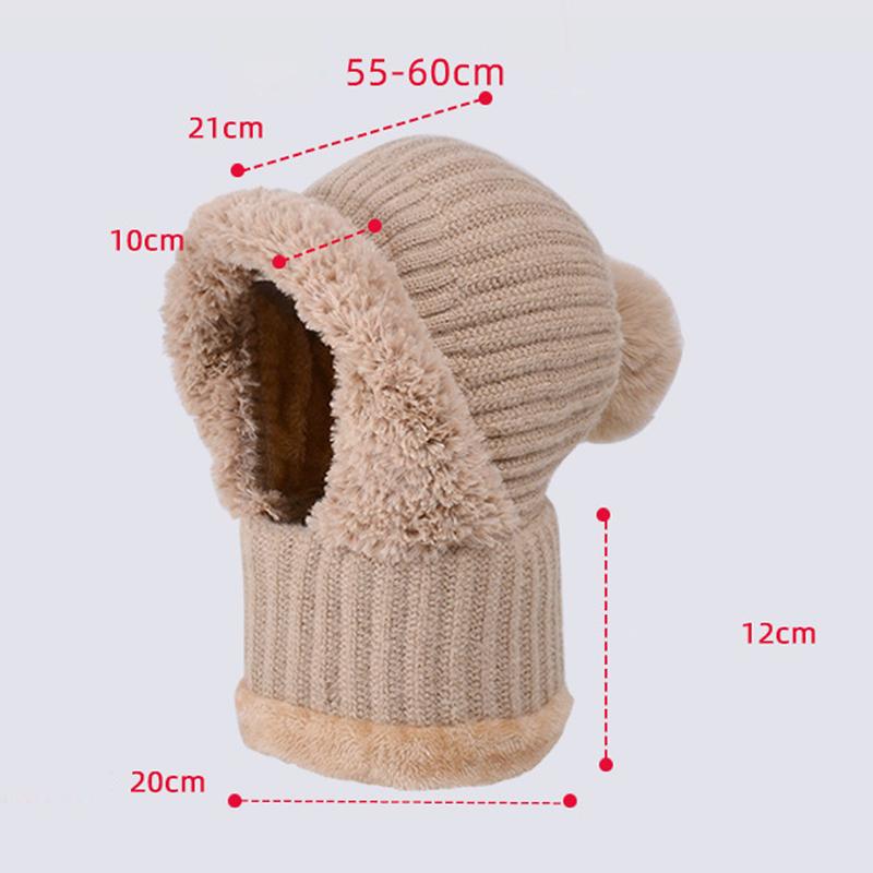 Gestrickte Mütze Hals integrierte Mütze Damen Winter Radfahren winddicht samt warme Wollmütze samt Verdickung Ski Cap Skullies Beanies