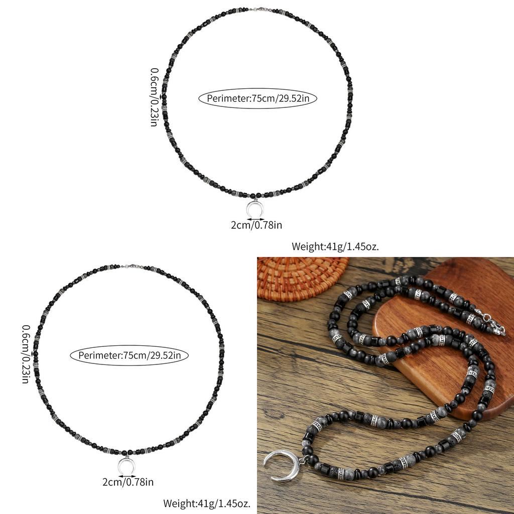 Collier pendentif lune vintage à motif géométrique pour hommes et femmes