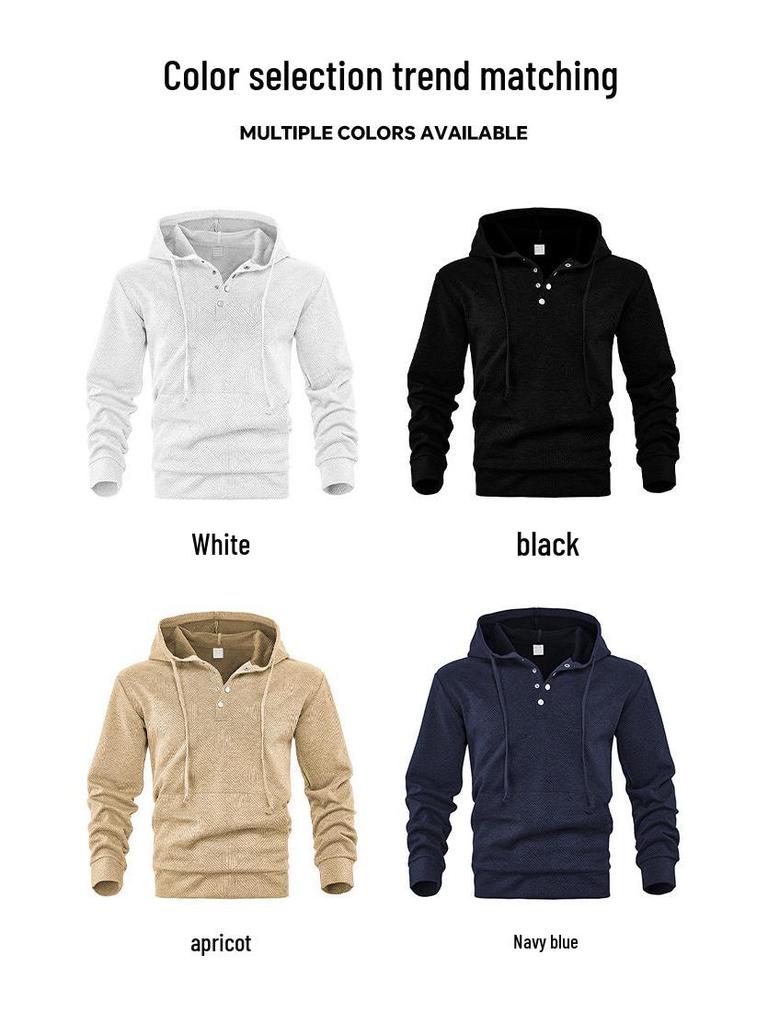 American Retro Men's Hooded Jacquard Pullover - Versatile Casual Sweatshirt