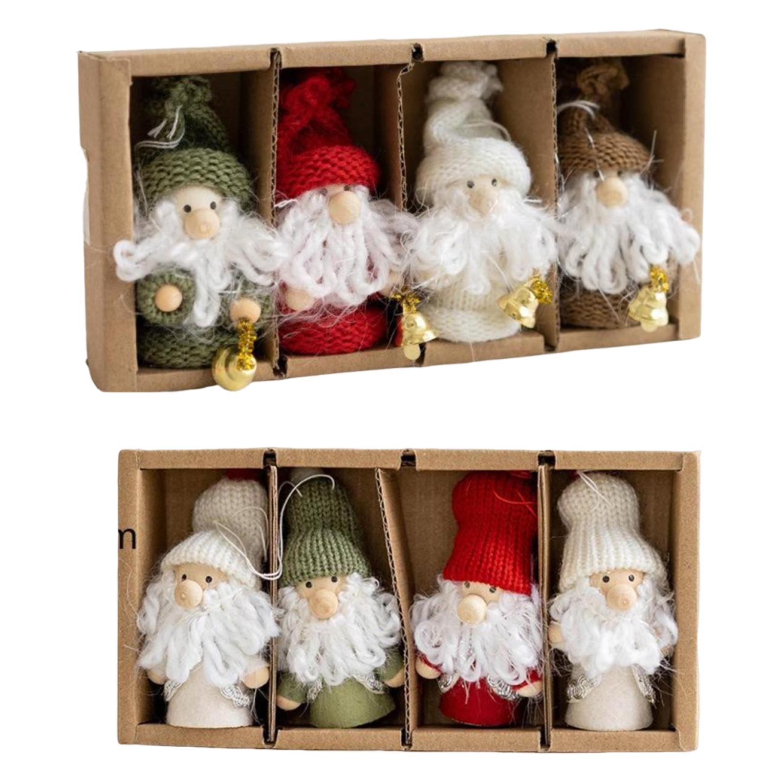 

8Pcs Knitted Santa Claus Doll Reusable Christmas Tree Hanging Decorations Vintage Angel Ornaments for Home Wall Window Decor