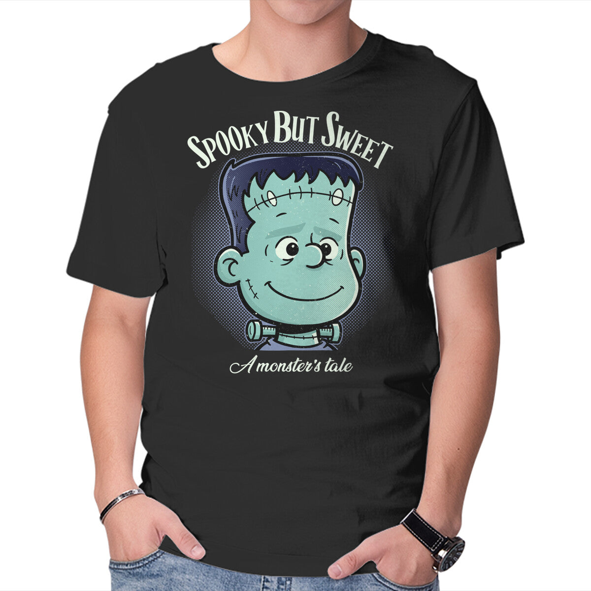 Unisex Crew Neck T-Shirt Spooky But Sweet Graphic Short Sleeve Casual Tee S