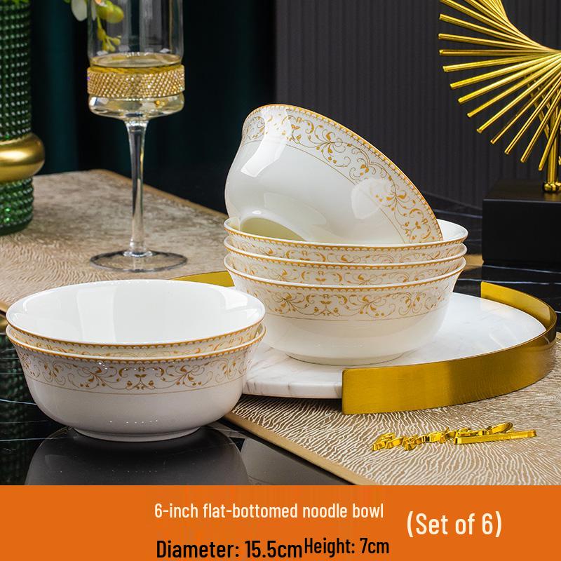 Sun Island Goldrand Bone China Tiefer Teller: Suppen-, Abendessen-, Reis- und Dessertteller - Elegantes Keramikgeschirr.