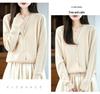 100% Wool Color Block V-Neck Women's Two-Piece Knit Cardigan Sweater - Autumn/Winter 2026