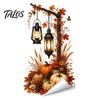 DIY Autumn Room Decor Pumpkin Street Lamp & Maple Leaves Wall Sticker, Waterproof PVC Fall Harvest Removable Leaf Art Decal, Decorative Peel And Stick