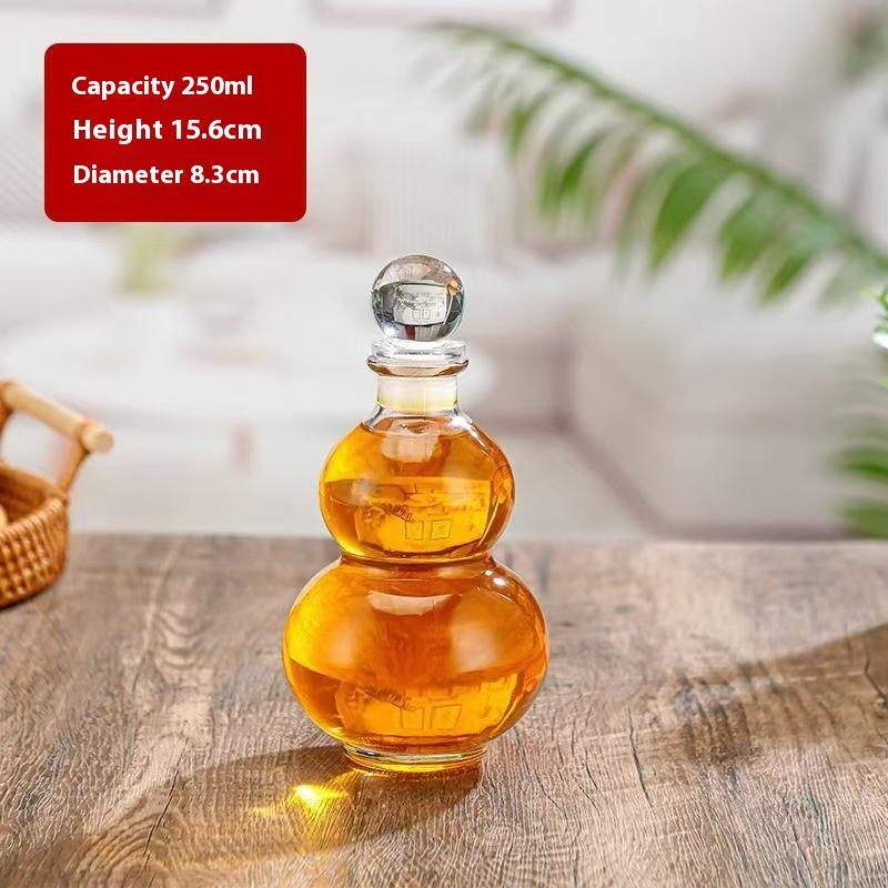 Transparent Gourd Shape High Borosilicate Glass Wine Bottle Heat-Resistant Glass Empty Bottle With Lid Milk Tea Bottle Cold Brew