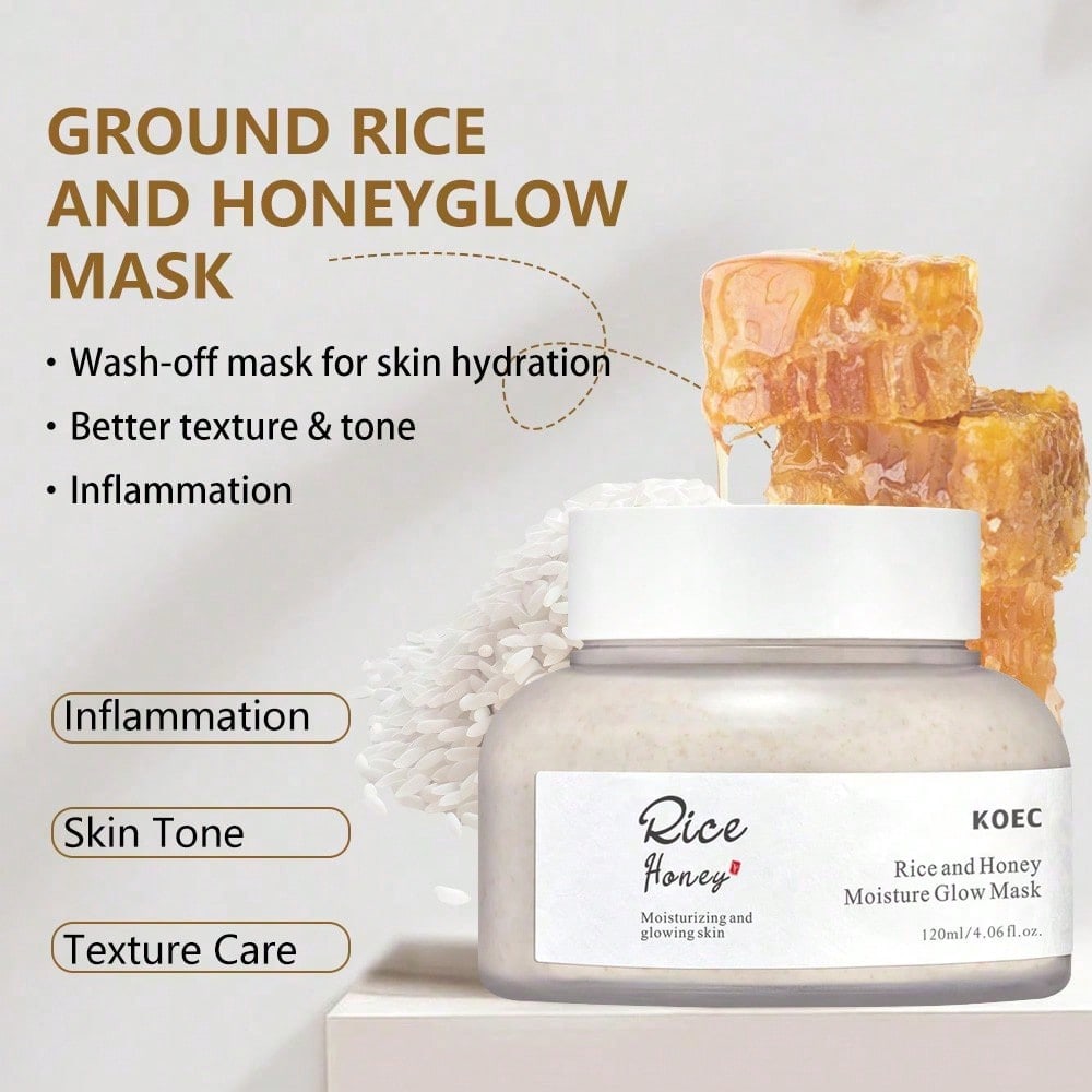1PC Energizing Rice And Honey Glow Mask , Skin Care,Face Mask,Control Oil, Brighten Skin Tone,Face C
