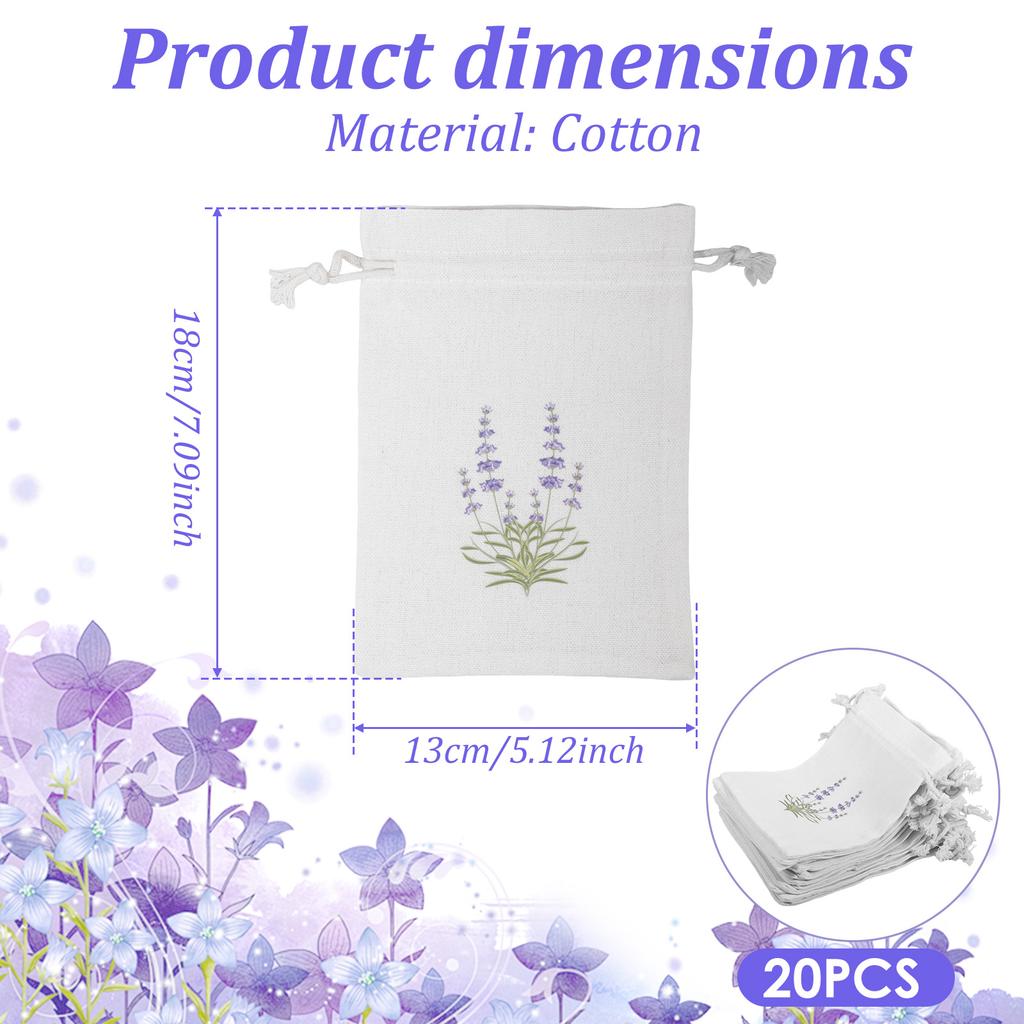 20Pcs Lavender Empty Bag Linen or Cotton Dry Flower Storage Bag With Drawstring Closure Breathable Spice Sachet Bag for Jewelry