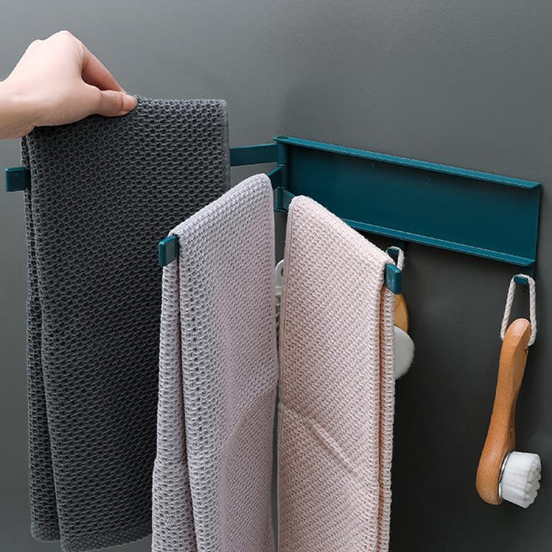 Ścienny Obrotowy Wieszak na Ręczniki, Stojak do Przechowywania w Kuchni, Artykuł Łazienkowy, Wielofunkcyjny, Bez Wiercenia