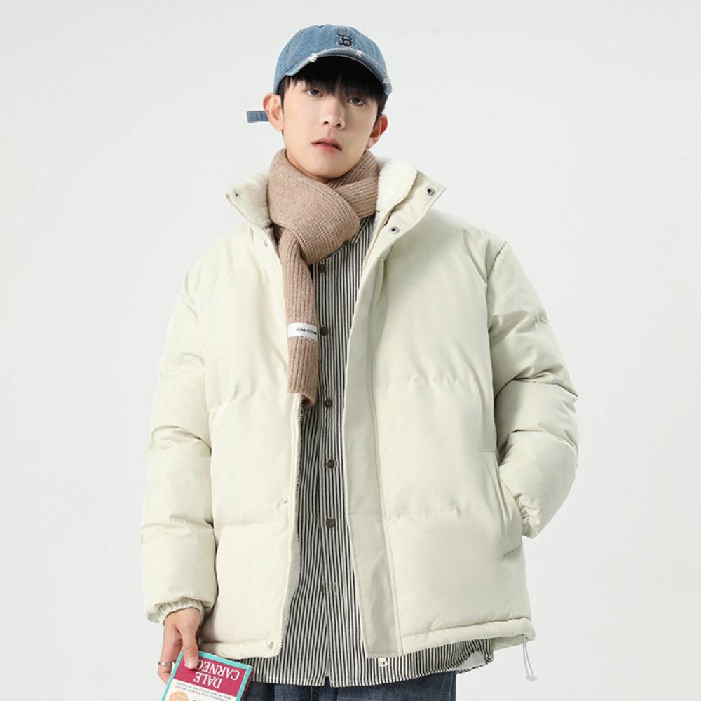 Solid Color Thickened Warm Stand-up Collar Sheepskin Thick Warm Casual Loose Cotton-padded Clothes for Men and Women