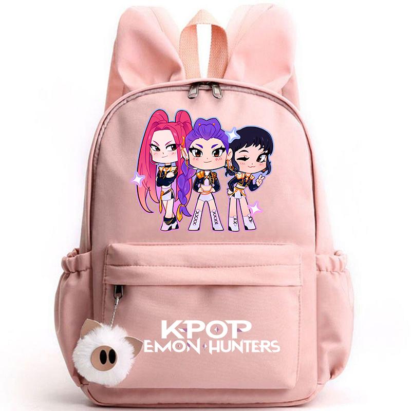 KPop Dämonenjäger Rucksack für Mädchen Jungen Kinder Rucksack Freizeit Schultaschen Reise Hasenohren Rucksäcke Mochila Geschenktüten