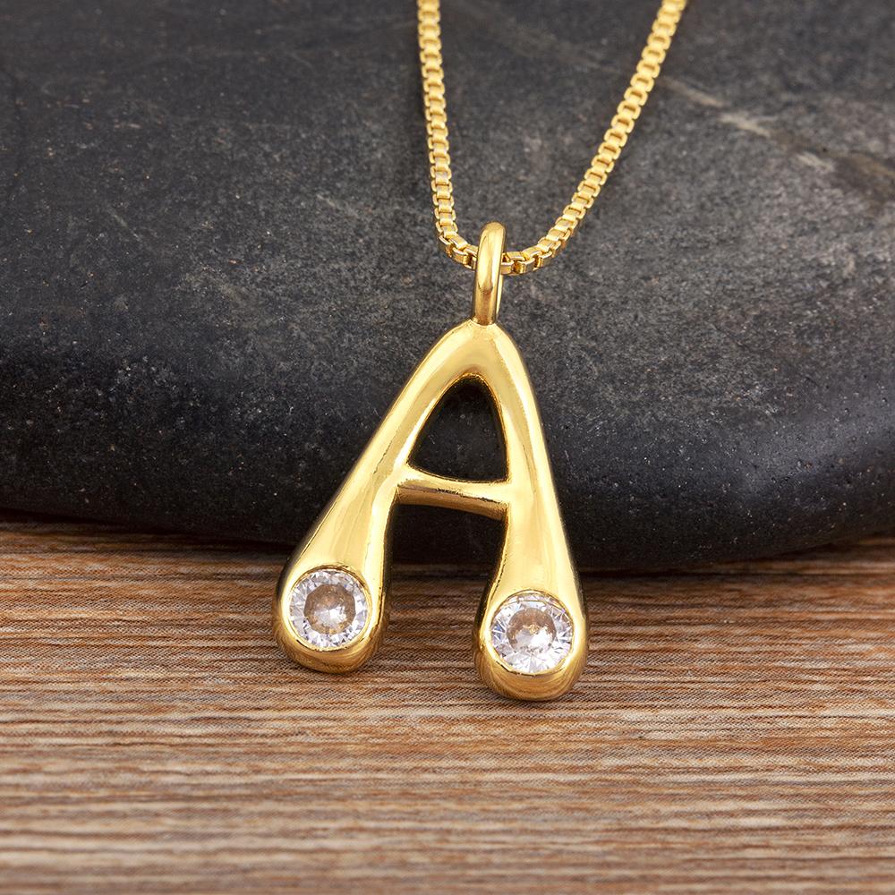 

Nidin New Trendy Shiny A-Z Letters Inlaid Rhinestones Pendant Necklace For Female Male Initial Name Clavicle Chain Accessories