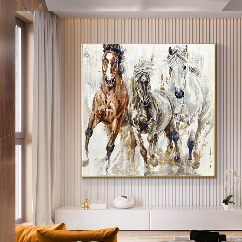 

Китайское традиционное настенное искусство Бегущая лошадь Холст Картина Плакаты с животными Настенные панно для гостиной Крыльцо Домашний декор Cuadros 40x40CM NO Frame