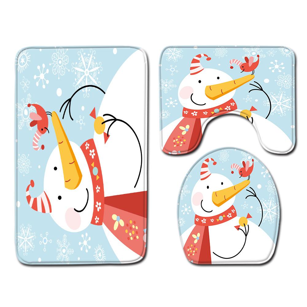 Christmas Bathroom Floor Mat Toilet Three-Piece Set