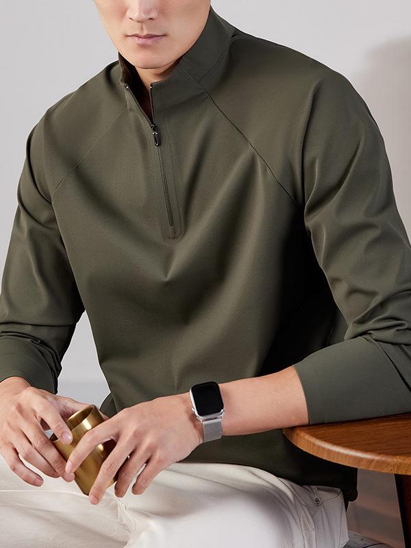 2026 Spring Men's Seamless Half-Zip Long-Sleeve Base Layer Shirt - Outdoor Casual Sports Top