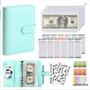 A6 Macaron PU Leather Zipper Budget Notebook with Detachable Loose-Leaf Pages