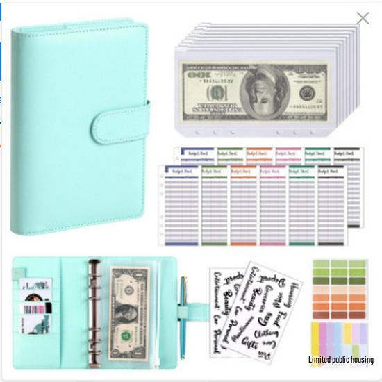 A6 Macaron PU Leather Zipper Budget Notebook with Detachable Loose-Leaf Pages