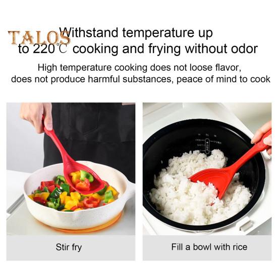 2Pcs/Set Large Silicone Cooking Spoon Spatula Kit Non Stick Slotted Solid Spoon Set Hanging Hole Design Heat Resistant Spoon Kitchen Utensils