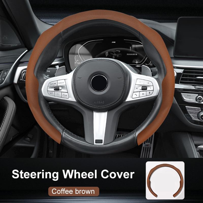 Ultra Thin Car Steering Wheel Cover All Season Universal Anti Slip Sweat Absorbent Ventilate Nappa Auto Interior Accessories