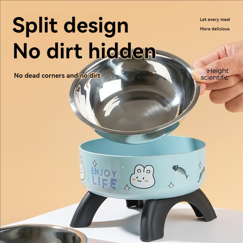 Cat High Footed Bowl Neck Protection Cat Bowl Pet Stainless Steel Bowl Anti Slip and Anti Knock Dog Bowl Dog Food Utensil