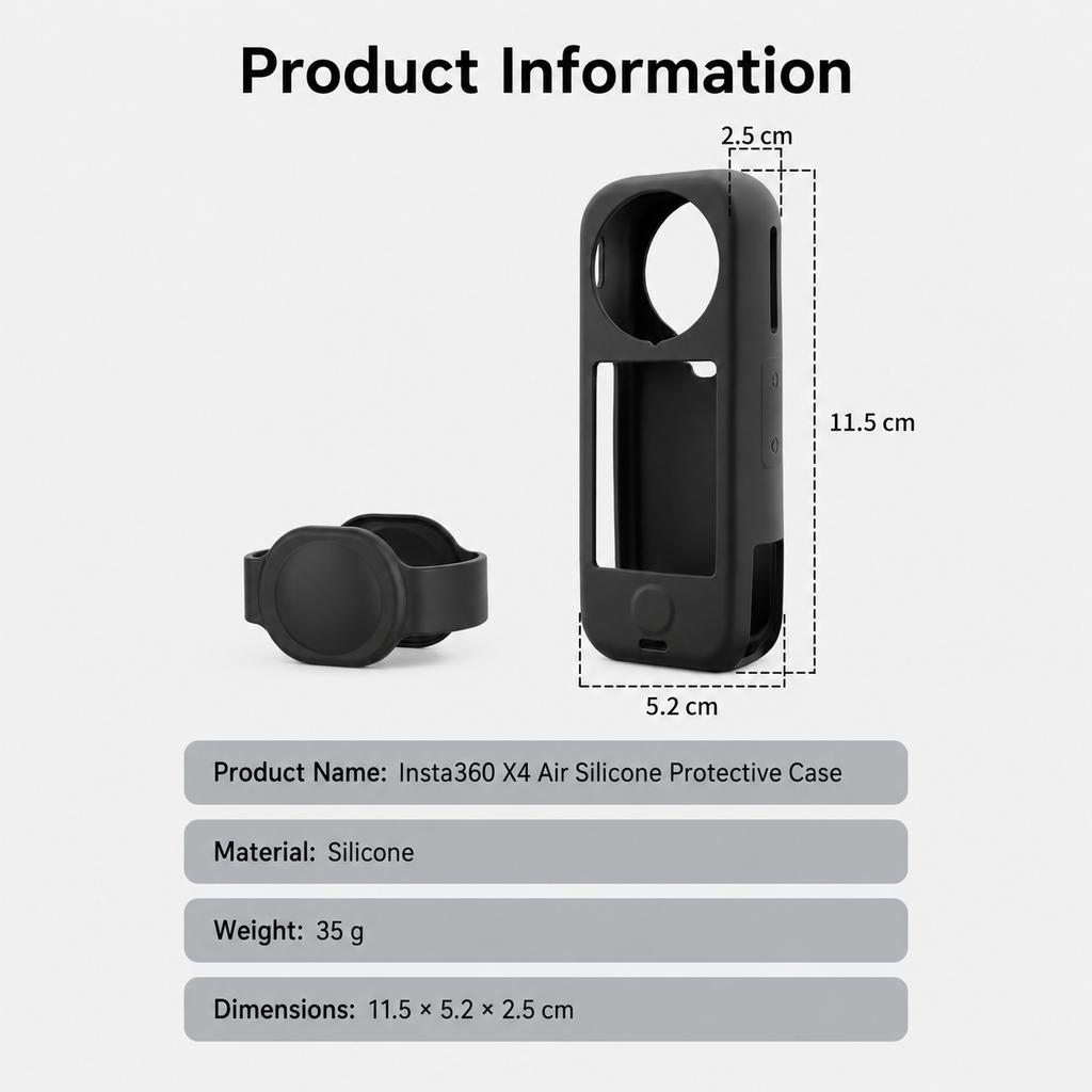 Full Body Protective Case for Insta360 X4 Air Portable Shockproof Dustproof Soft Silicone Cover With Lens Cap Camera Accessories